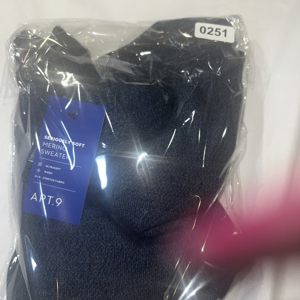 Apt.9 Mens Sweater C-large Blue V-neck Retail $56 NWT Christmas Pics So Soft 251 - Picture 9 of 9